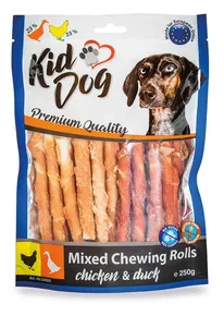 KIDDOG Mischung aus Büffelsticks mit Hühner- und Entenfleisch – 8 mm/12 cm 250 g